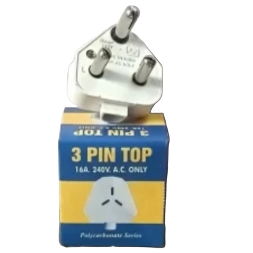 3 Pin Electric Plug Top - Color: White