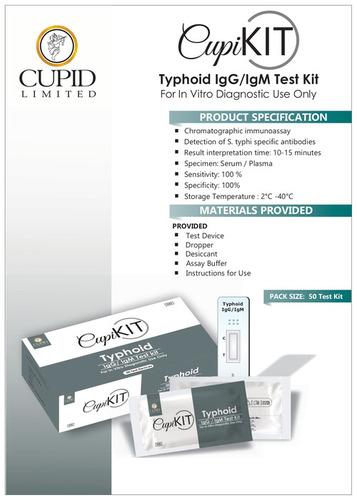 Typhoid IgG IgM Rapid Test Kit 50 Tests 100% Sens