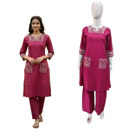 A Line Kurti Palazzo Pure Dhabu Cotton