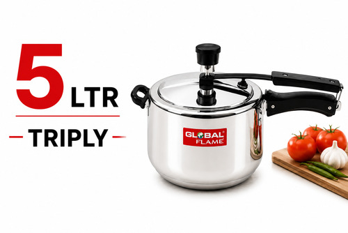 5 L Global Flame Triply Pressure Cooker - Feature: Even Heat Distribution