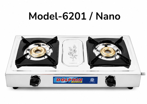 6201 Nano Stainless Steel 2 Burner Gas Stove - Gas Type: Lpg / Png
