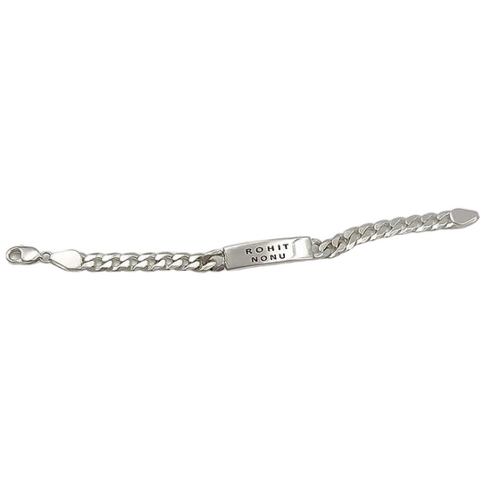 Mens Customised Name Curb Pure Silver Bracelet 35Gm - Gender: Unisex
