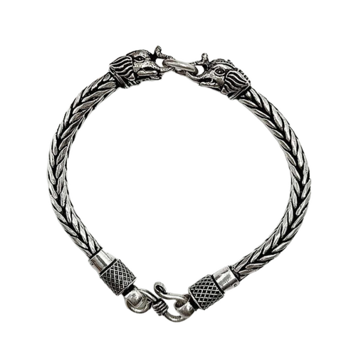 Mens Double Face Elephant Design Silver Bracelet 37.5Gm - Weight: 37.50 Grams (G)