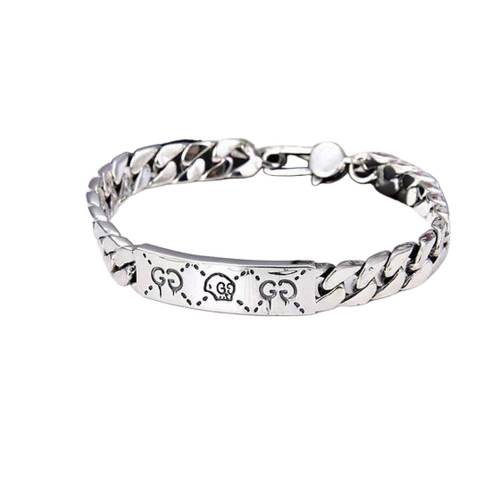 Mens Gucci Design Flat Paati Design Pattern Pure Silver Bracelet - Style: Contemporary