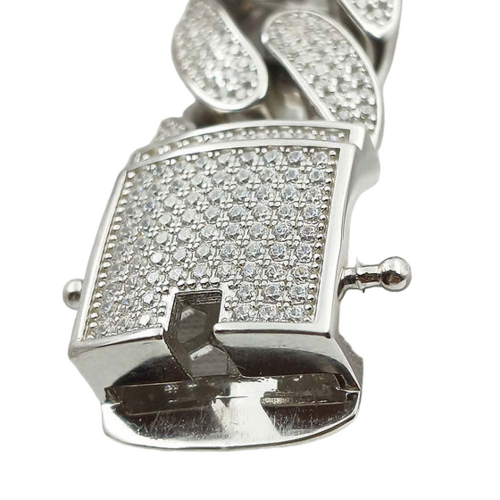 Mens Heavy 925 Pure Silver Stones Italian Bracelet 58Gm - Gender: Unisex