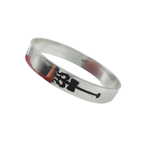 Mahadev Image Engraving Trishul Design Pure Silver Lazer Kada 35Gm - Gender: Unisex