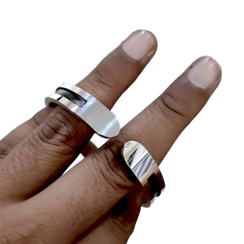 Om Adjustable Ohm Aum Hindu India Half Open Cuff Bangle 50Gm - Material: Silver