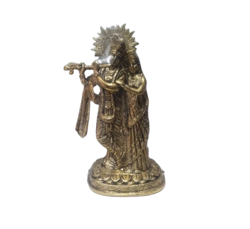 Shri Krishna Brass Handicraft Statue - Color: Golden