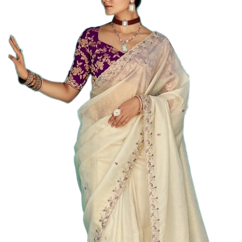 Cream Designer Saree