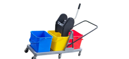 Three Bucket Mop Wringer Trolley 60L - Application: Floor Cleaning