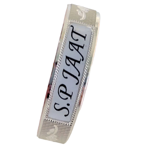 White Mina Customised Name Design Pure Silver Kada 30Gm - Gender: Unisex