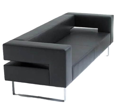 Black Three Seater Office Sofa