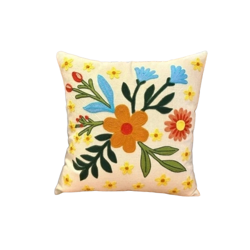 Multi Color Flower Printed Cushion Cover