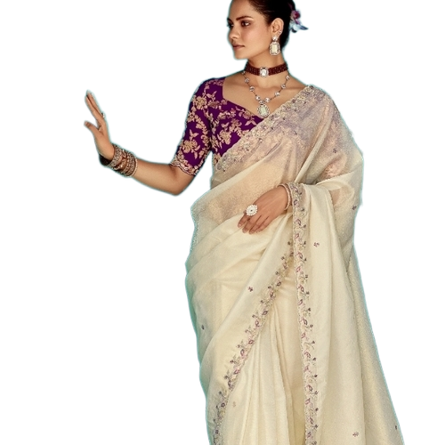 White Jarduse Saree