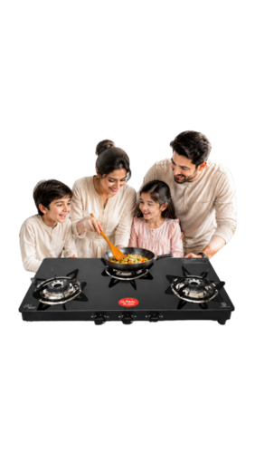 3 Burner Glass Gas Stove - Gas Type: Lpg