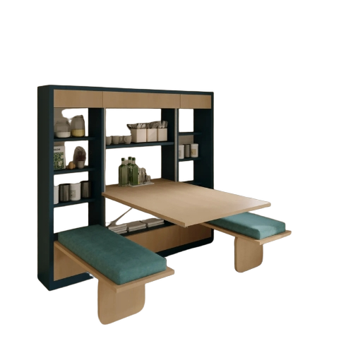 Slide Out Dining Folding Table with Cutlery Storage