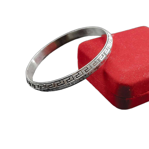 Mens Versace Engraved Design In Pure Silver Kada 50 Gm - Gender: Unisex