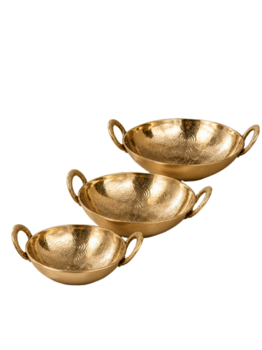 Traditional Brass Kadhai Pital Wok With Designer Handles - Capacity: 1200 Milliliter (Ml)