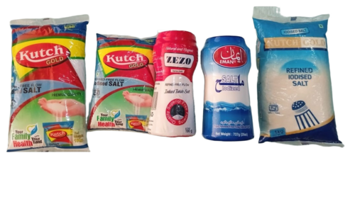 Triple Refined Free Flow Iodised Salt Packed In Laminated Pouch - Color: White