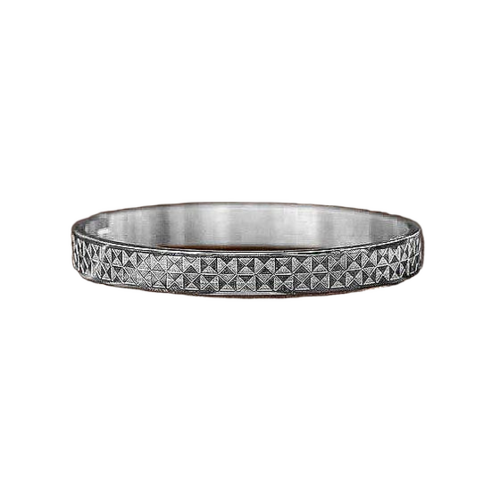 Zigzag Heavy Solid Pure Silver Kada For Men 50Gm - Gender: Unisex