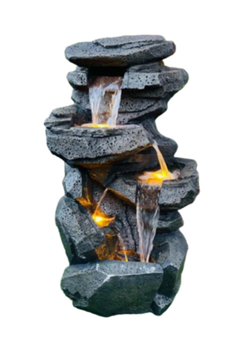 Dhanwanti Fiber Rock Indoor Fountain With Led Light For Home Decor - Color: All
