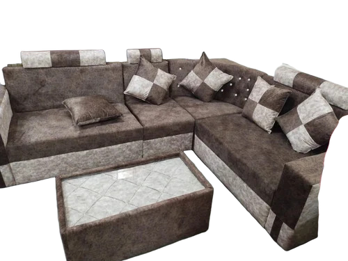 Living Room Wooden L Shape Sofa Set