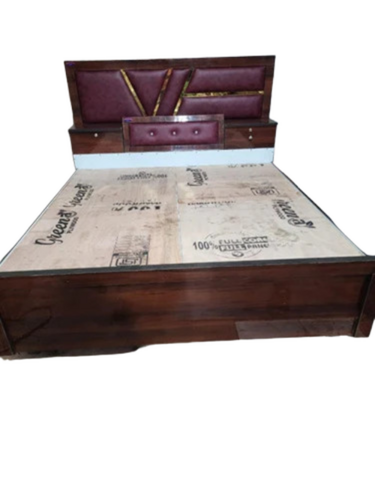 Rectangular Brown Wooden Double Bed