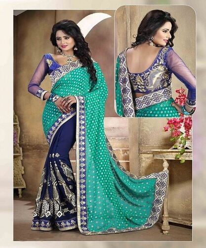 Sunder Creation Blue Georgette Saree