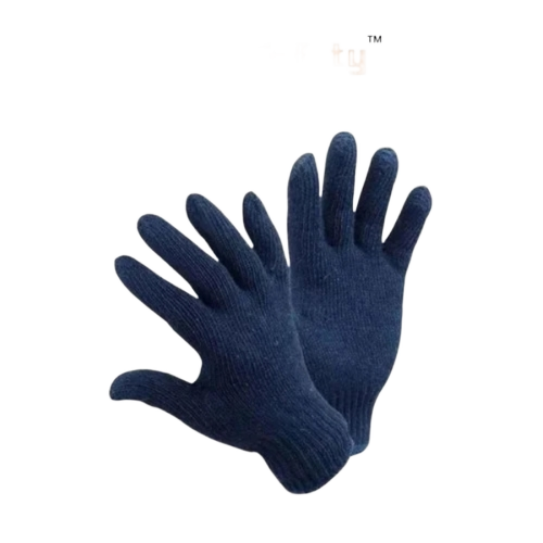 Blue Cotton Knitted Hand Gloves
