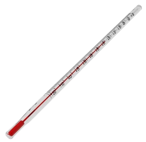 Red Alcohol Laboratory Thermometer - Color: Transparent