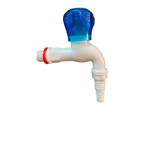 Fancy Crystal Nozzle Bib Cock - Color: White & Blue