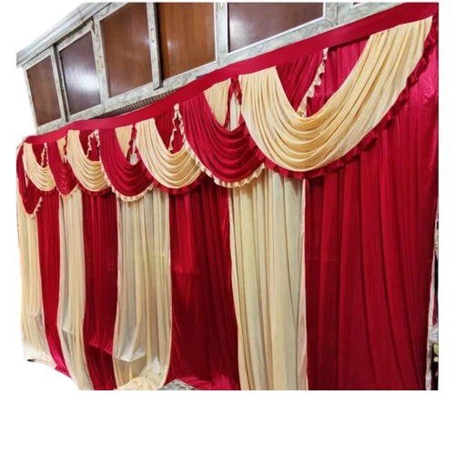 10 Feet Wedding Tent Side Wall Curtain - Color: Red & Cream