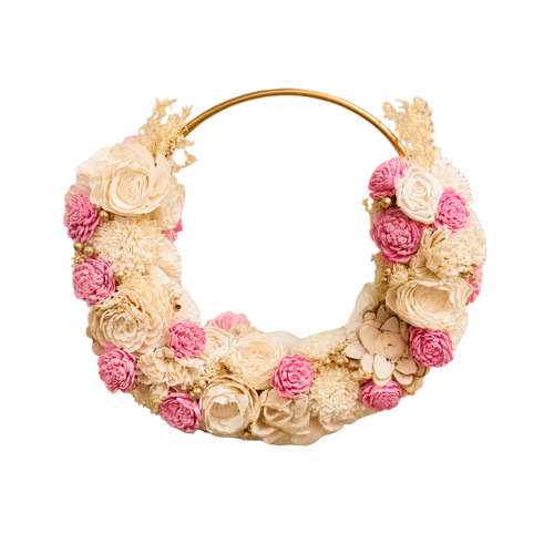 Tecksoi Golden Arc Ring Handcrafted Sola Flower Semi Circle Ring