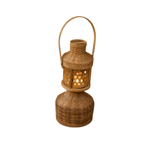 Tecksoi Handwoven Bamboo Hurricane Lantern Lamp For Decor - Size: 43 Cm