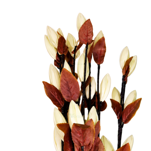 Tecksoi Multiple White Silk Lotus Buds Flower Sticks