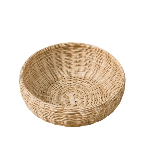 Tecksoi Natural Bamboo Round Basket Self Decor & Storage