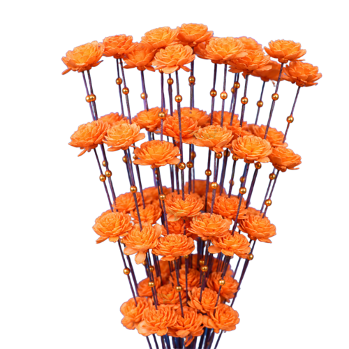 Tecksoi Orange Coco Belle with Golden Moti Sola Flower Sticks