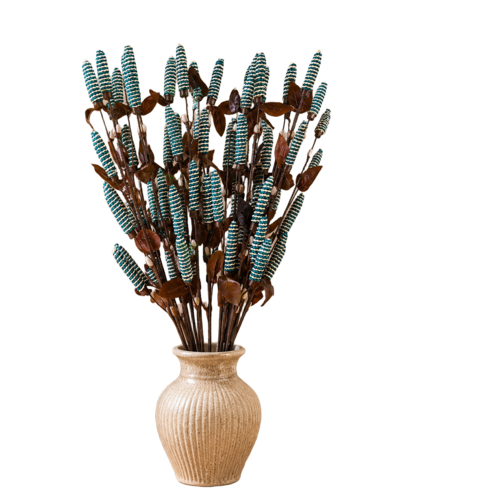 Tecksoi Palm Leaf Pine Chain Natural Blue Dry Flower Sticks - Color: Mix