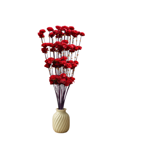 Tecksoi Red Coco Belle With Golden Moti Sola Flower Sticks - Color: Natural