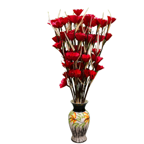Tecksoi Red Palm Daisy Flower Sticks - Color: Natural