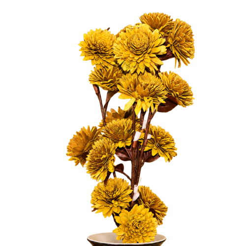 Tecksoi Yellow Zinnia Sola Wood Flower Sticks