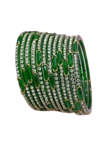 Trending Premium Moon Glass Bangles With Stones