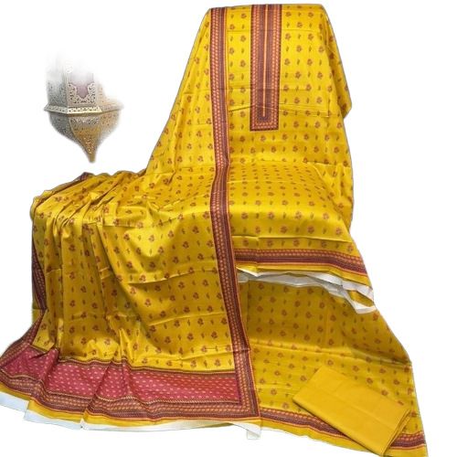 Unstitched Cotton Suit - Color: Yellow
