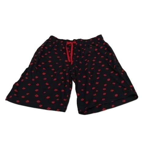 Black Mens Printed Cotton Shorts