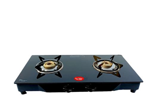 Global Flame Model No-2002 2 Burner Glass Gas Stove - Gas Type: Lpg