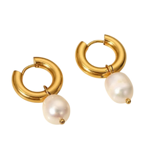 The Devote Pearl Gold Plated Earrings