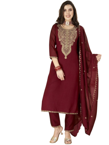 Vichitra Silk Embroidery Work Salwar Suit