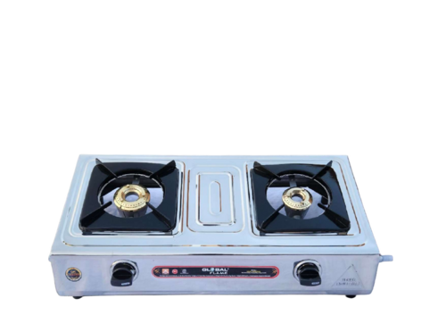 Global Flame 6206 Deluxe Stainless Steel 2 Burner Gas Stove - Gas Type: Lpg