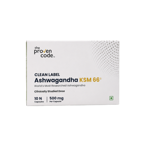 The Proven Code Ashwagandha KSM66 (Blisters of 10 Capsules 500 mg each) | Clean Label | Clinical Grade