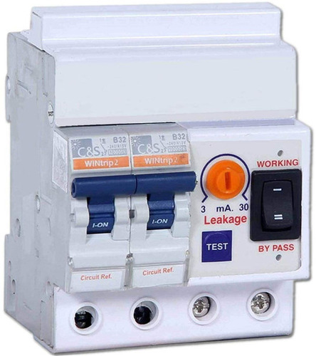 Elcb Single Phase 2 Pole Elcb + Mcb 32A - Color: White